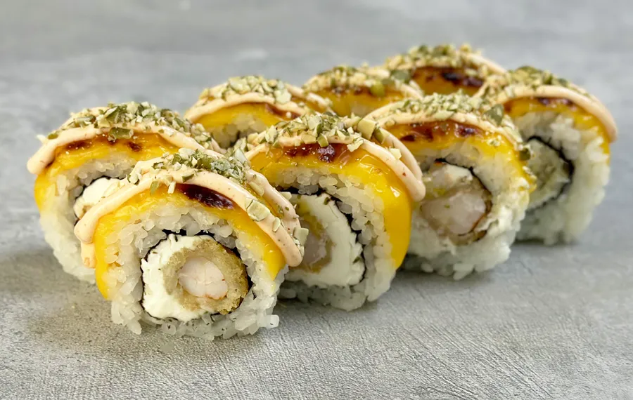 Запеченный с креветкой и чеддером